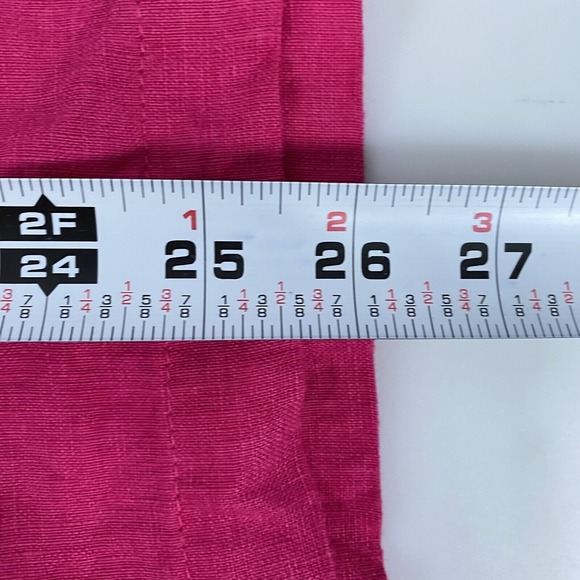 Flax Womens 100% Linen Button Front Long Sleeve Shirt sz L Hot Pink Minimalist - Picture 8 of 10